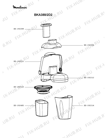 Взрыв-схема соковыжималки Moulinex BKA388/2D2 - Схема узла FP003677.1P2