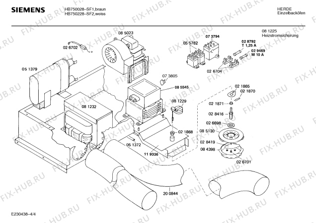 Взрыв-схема плиты (духовки) Siemens HB750028 - Схема узла 04