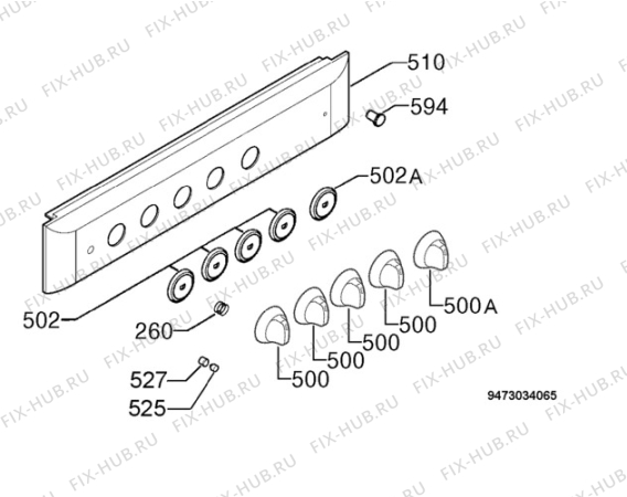 Взрыв-схема плиты (духовки) Electrolux EKG600100W - Схема узла Command panel 037