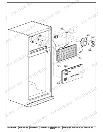 Взрыв-схема холодильника Beko BEKO NDP 9110 HCA (6054487182) - EVAPORATOR (B-910-930-955)