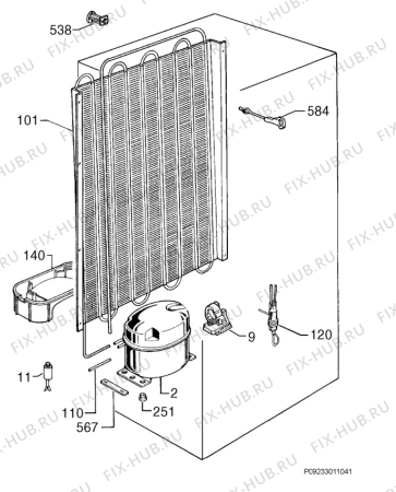 Взрыв-схема холодильника Electrolux ER7630C - Схема узла Cooling system 017
