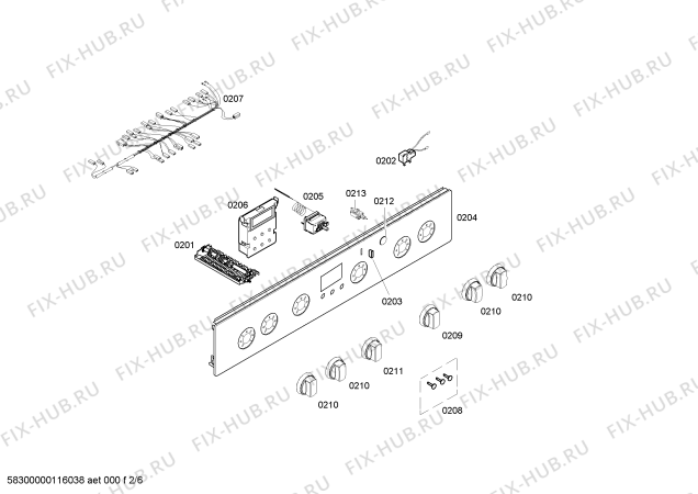 Взрыв-схема плиты (духовки) Siemens HM643200H - Схема узла 02