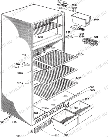 Взрыв-схема холодильника Zanussi Z932/2T - Схема узла Housing 001