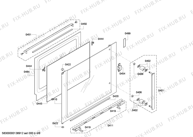 Взрыв-схема плиты (духовки) Bosch HBL76R650E - Схема узла 04