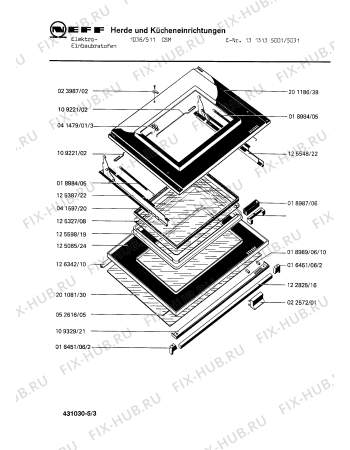 Взрыв-схема плиты (духовки) Neff 1313135001 1036/511CSM - Схема узла 03