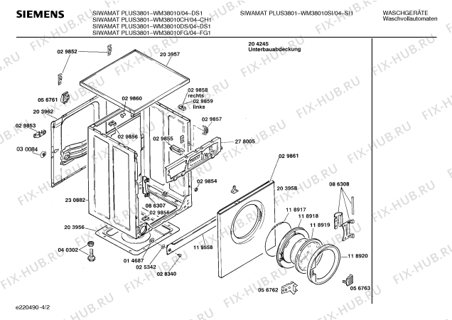 Схема №2 WM38010DS SIWAMAT PLUS 3801 с изображением Панель управления для стиральной машины Siemens 00119557