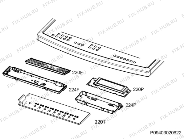 Взрыв-схема плиты (духовки) Voss Electrolux ELI83721RF - Схема узла Command panel 037