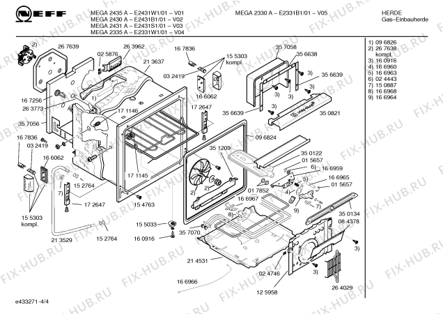 Взрыв-схема плиты (духовки) Neff E2431W1 MEGA2435A - Схема узла 04