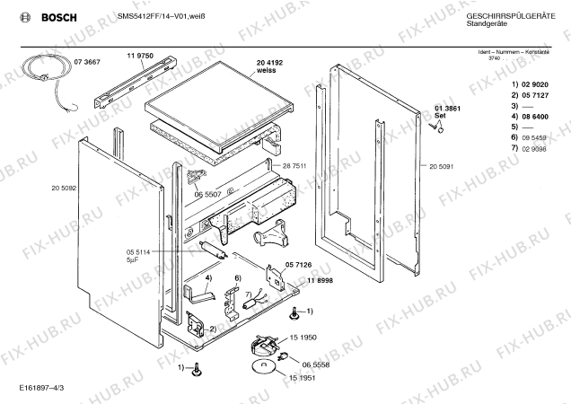 Схема №3 SMS5412FF с изображением Панель для посудомоечной машины Bosch 00288312