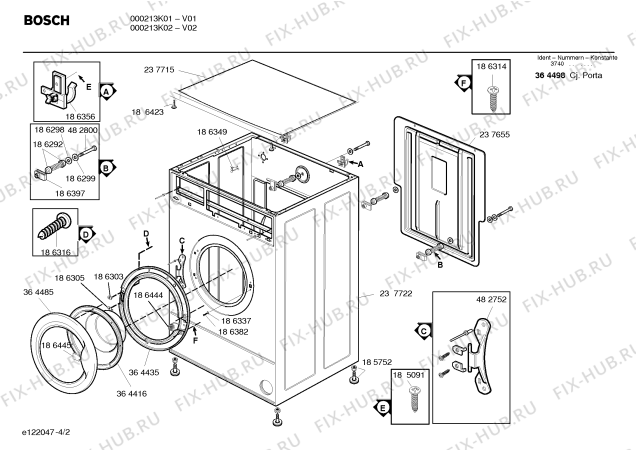 Взрыв-схема стиральной машины Bosch 000213K02 EVOLUTION THERMO - Схема узла 02