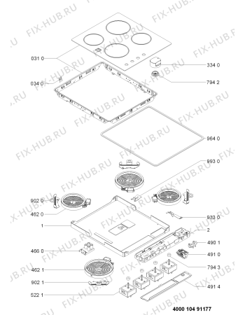 Схема №1 LPR 972 с изображением Поверхность для электропечи Whirlpool 481244039707