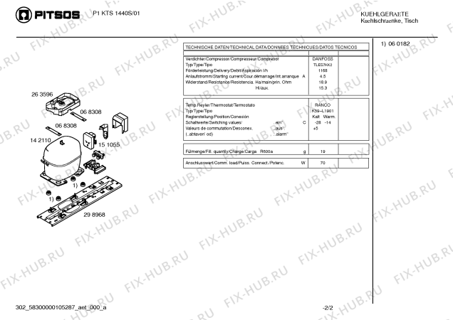 Взрыв-схема холодильника Pitsos P1KTS1440S - Схема узла 02