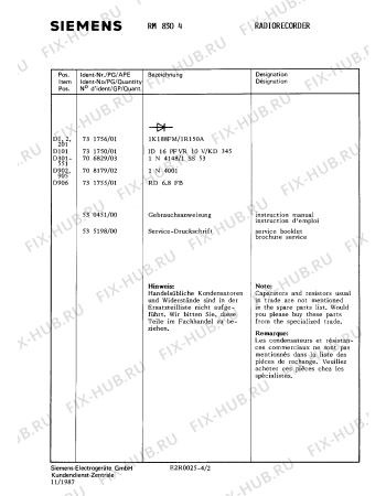 Взрыв-схема аудиотехники Siemens RM8304 - Схема узла 02