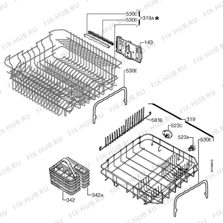 Взрыв-схема посудомоечной машины Rex IT1063WRD - Схема узла Basket 160