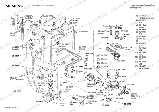 Взрыв-схема посудомоечной машины Siemens SN25608FF - Схема узла 02