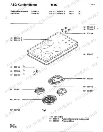 Схема №1 7250/K-WN с изображением Конфорка для электропечи Aeg 8996613323816