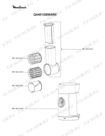 Взрыв-схема кухонного комбайна Moulinex QA401GBM/6R0 - Схема узла PP004131.7P3