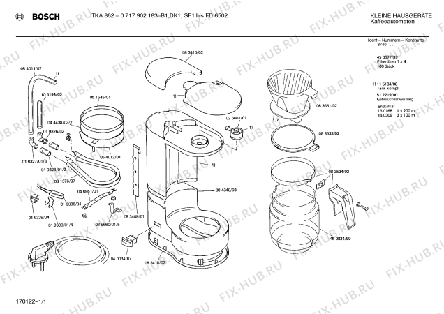 Схема №1 0717902179 TKA862 с изображением Стеклянная колба для кофеварки (кофемашины) Bosch 00450824
