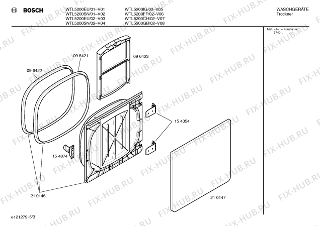 Схема №2 WTL5100FF WTL5100 с изображением Крышка для сушилки Bosch 00212615