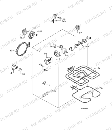 Взрыв-схема плиты (духовки) Rex Electrolux RKK663399X - Схема узла Hob