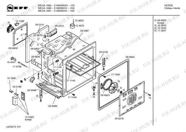 Схема №4 E1683B0 MEGA1680 с изображением Панель управления для духового шкафа Bosch 00357309