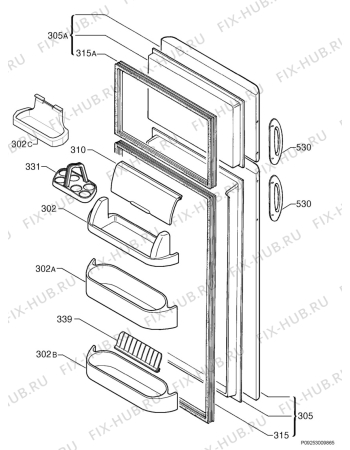 Взрыв-схема холодильника Electrolux ER7428D - Схема узла Door 003