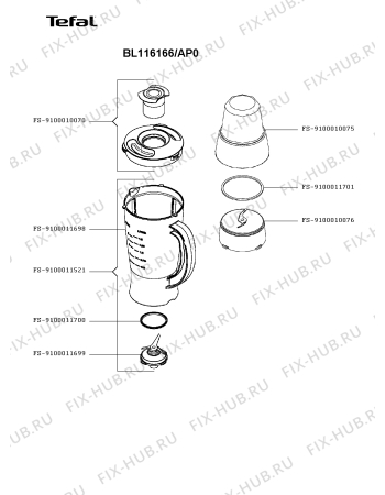 Схема №1 BL116166/AP0 с изображением Чаша для электромиксера Tefal FS-9100011698