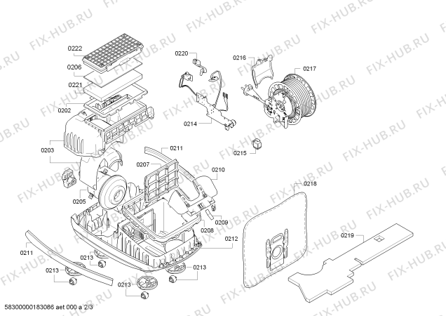 Взрыв-схема пылесоса Bosch BSGL5310 - Схема узла 02