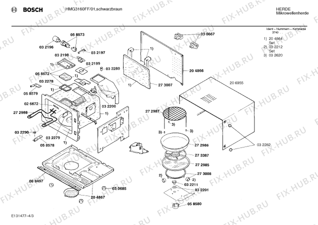 Схема №3 HMG3662NL с изображением Планка для микроволновки Bosch 00282489