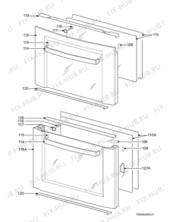 Взрыв-схема плиты (духовки) Aeg Electrolux D77000GF-M - Схема узла Door 003