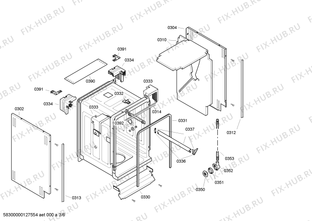 Взрыв-схема посудомоечной машины Siemens SF55M552EU - Схема узла 03