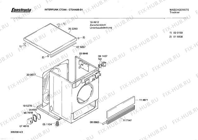 Взрыв-схема сушильной машины Constructa CT2440B INTERFUNK CT244 - Схема узла 02