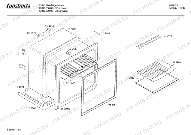 Взрыв-схема плиты (духовки) Constructa CH13290 - Схема узла 04