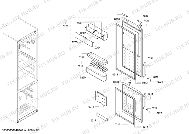 Схема №4 KG39FP95 с изображением Дверь для холодильника Siemens 00246229