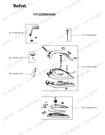 Схема №1 FV1220M0/AM0 с изображением Рукоятка для утюга (парогенератора) Tefal FS-9100015705