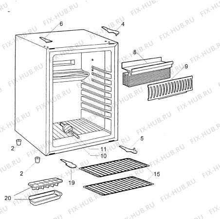 Взрыв-схема холодильника Electrolux Loisirs MR1000-1 - Схема узла Tub