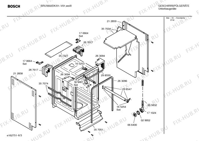 Взрыв-схема посудомоечной машины Bosch SRU5602DK - Схема узла 03