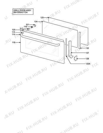 Взрыв-схема плиты (духовки) Aeg D81005WE - Схема узла H10 Grill door assy