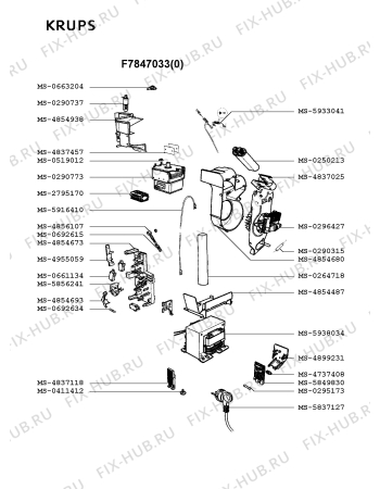 Взрыв-схема микроволновой печи Krups F7847033(0) - Схема узла QP002385.8P3