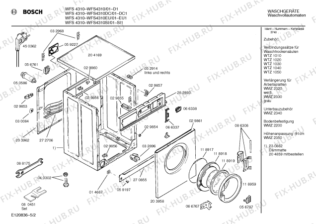 Схема №1 WFS4310SI WFS4310 с изображением Вкладыш в панель для стиралки Bosch 00093503
