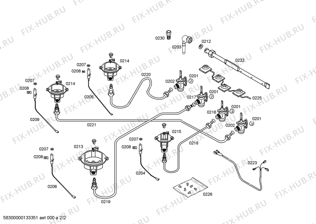 Схема №2 NGU4051DE с изображением Форсунки для жидкого газа для духового шкафа Bosch 00614656