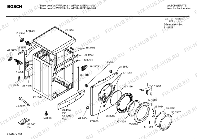 Взрыв-схема стиральной машины Bosch WFR2442EE Maxx Comfort WFR 2442 - Схема узла 02