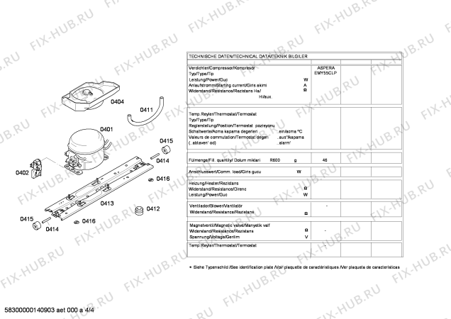 Взрыв-схема холодильника Bosch KGH34A04GB - Схема узла 04