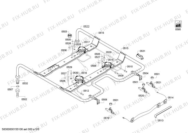 Схема №4 PACB521020 с изображением Кабель для плиты (духовки) Bosch 00653276