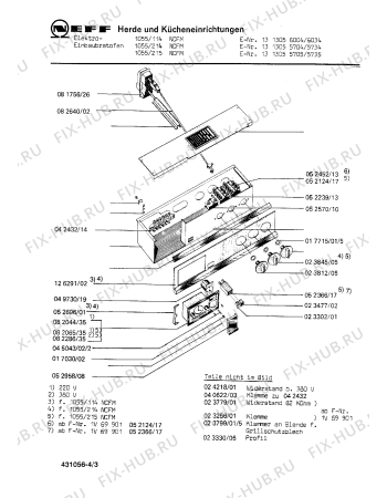 Взрыв-схема плиты (духовки) Neff 1313055704 1055/214NCFM - Схема узла 03