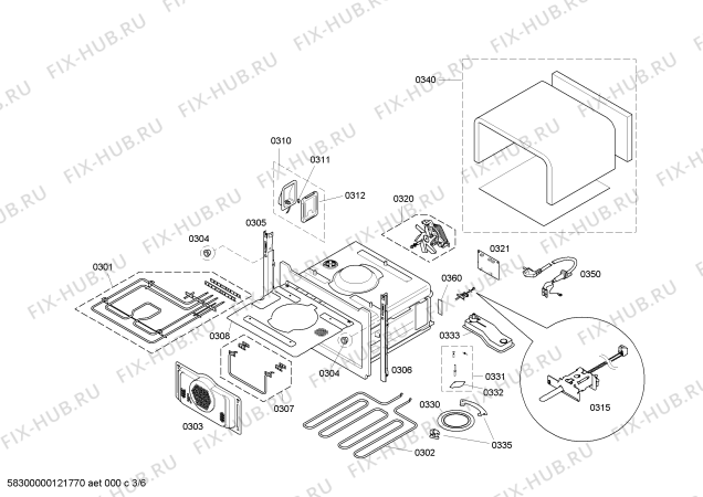 Схема №3 B6784N0 с изображением Болт для духового шкафа Bosch 00611590