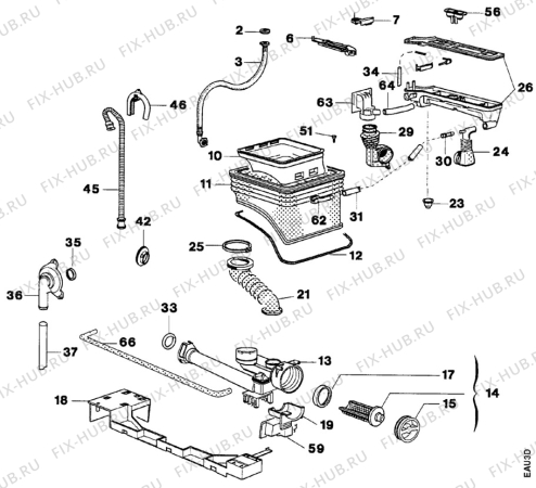 Взрыв-схема стиральной машины Electrolux EW1103T - Схема узла Water equipment