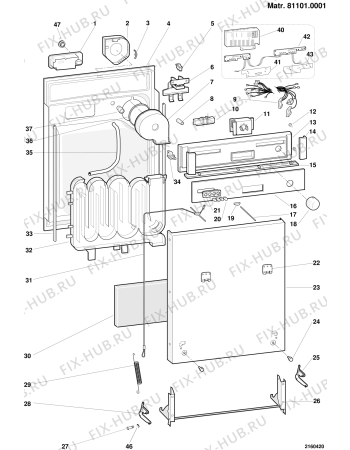 Взрыв-схема посудомоечной машины Indesit LVI12621 (F017045) - Схема узла