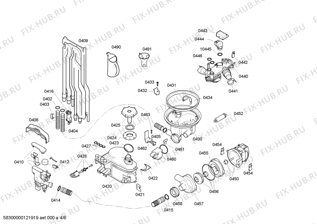 Взрыв-схема посудомоечной машины Bosch SRU43E12SK - Схема узла 04