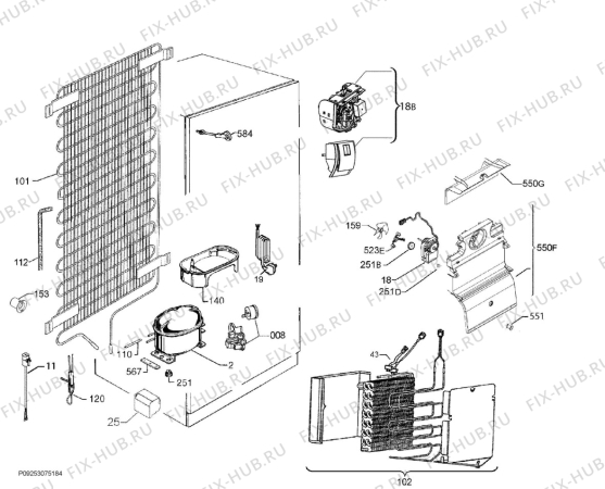 Взрыв-схема холодильника Electrolux ENN2873EXP - Схема узла Cooling system 017